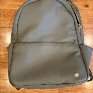 Elegant Gray Leather Backpack